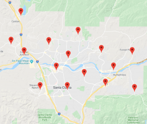 Sandbag locations in Santa Clarita Valley
